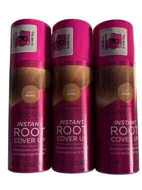 Everpro Gray Away Instant Root Cover Up Light Brown 1.5 oz Spray 3 Pack NEW